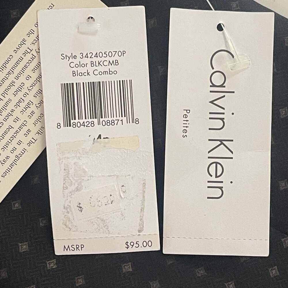 Calvin Klein Petites Black Silk Geometric Print V-Neck Sleeveless Top - Picture 7 of 7